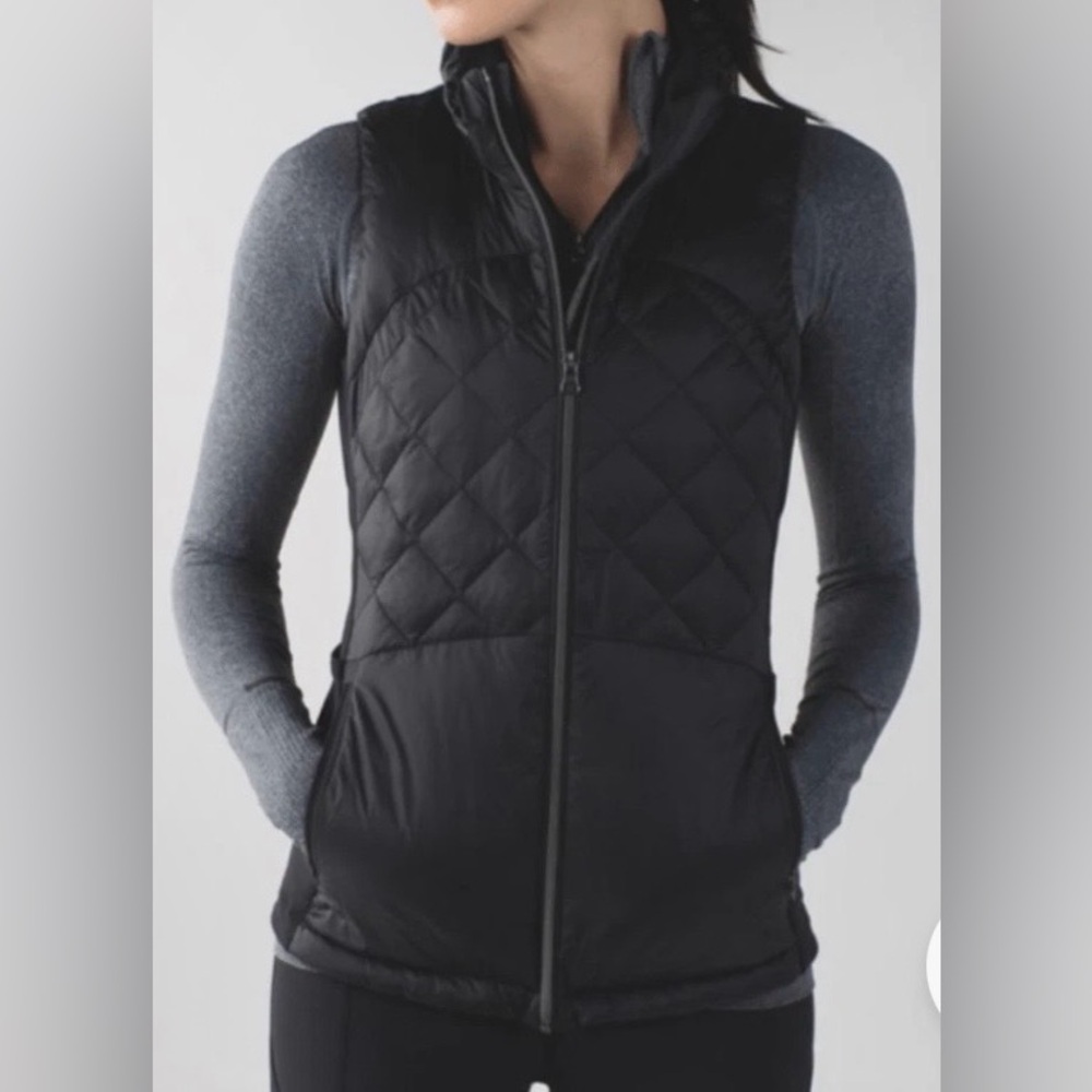 Lululemon Athletica “Down For A Run” Black Quilted Puffer Vest Size 4